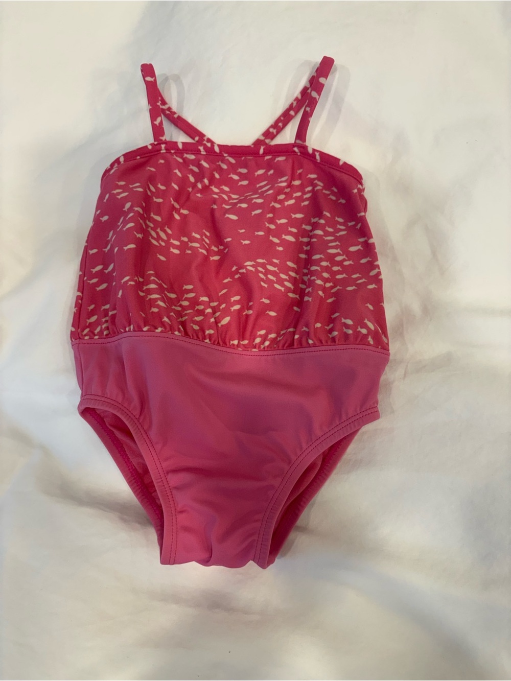 Girls' Toddler Pink One-Piece Swim Suit with Fish Print